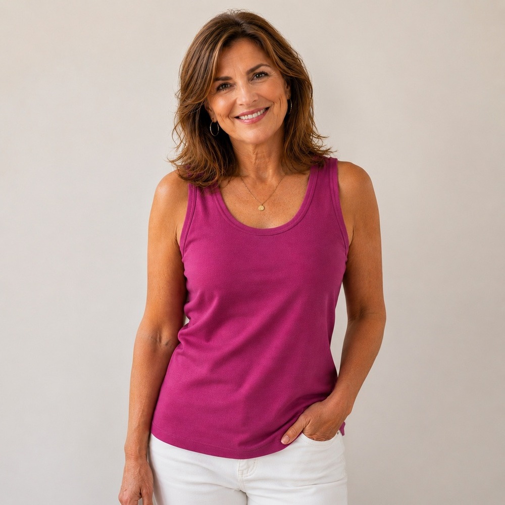 Misook Magenta Pink Knit Scoop Neck Tank Top Shell‎ Sleeveless Size M